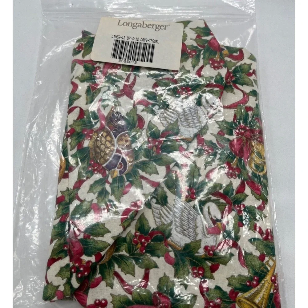 Longaberger 12 Days of Christmas Basket Liner 12 Days-Tassel #2596872 New